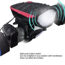 USB Rechargeable Bike Light Set with Horn, 1200mAh, Red