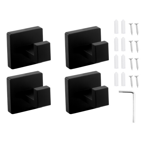 Ensemble de supports de clips de crochet à ventouse, 4-Noir