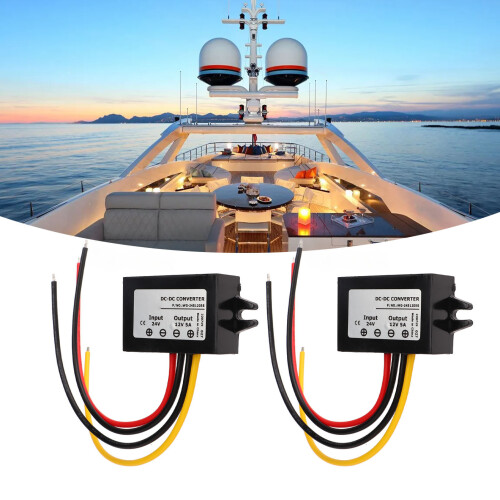 Módulo convertidor impermeable de coche de 24 V a 12 V 5 A 60 W con protección múltiple.