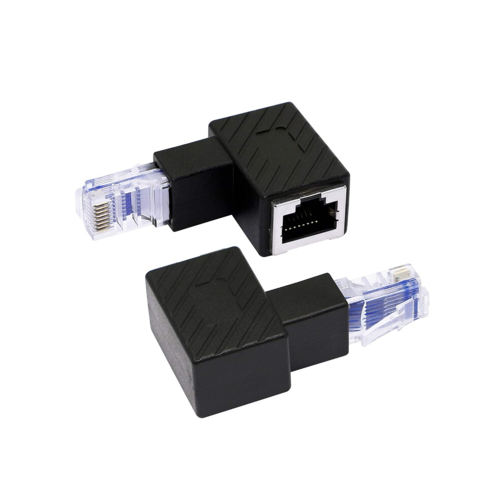 Portable Size 90 Rj45 Adapter For Wide Applications, Anti-Interference Design Ensures Stable Signal Transmission, 2Pcs Black 9358999662848