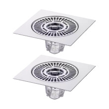 2Pcs Stainless Steels Floor Drain AntiBlocking -bright silver