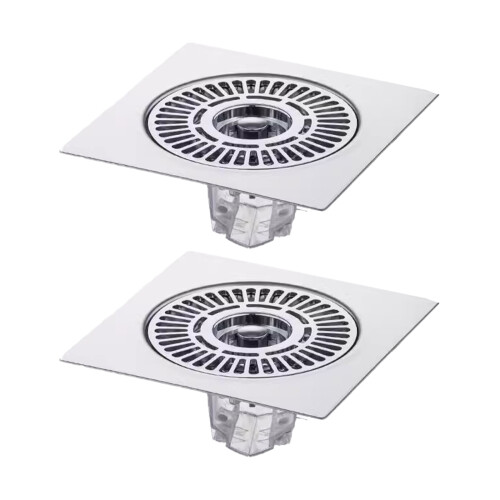 2Pcs Stainless Steels Floor Drain AntiBlocking -bright silver