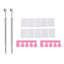 Kit per la cura delle unghie con impugnatura ergonomica antiscivolo, include spingi cuticole e strumenti per la rimozione con materiale in acciaio