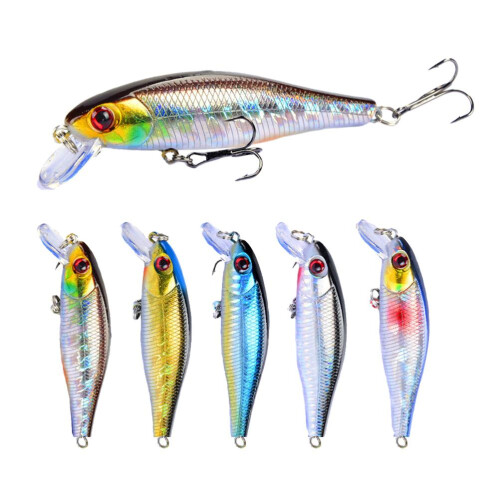 Lebensechtes Angelköder-Set, realistische Swimbait-Minnow-Köder für Barsch und Forelle, Salzwasser- und Süßwasser-Hartköder mit 3D-Augen,