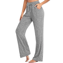 Pantaloni da casa da donna, pantaloni della tuta a gamba larga e vita alta con coulisse e tasche profonde, pantaloni casual morbidi, elasticizzati e