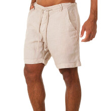 Lette sommerstrandshorts, shorts med elastisk talje og justerbar snøre, hørshorts til mænd lavet af åndbart hørstof.