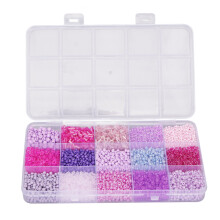 Pony Beads, kreative Schmuckperlen aus Glas für Armbänder, Haarperlen zum Basteln, Aufbewahrung in 15 Fächern, Geschenkidee für die Familie,