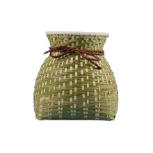 Vaso decorativo trançado, solução de armazenamento ecológica para decoração rústica e natural, cesto de bambu e rattan artesanal, perfeito