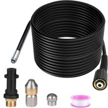 Efficient Drain Maintenance: Sewer Jetter Kit With Flexible Hose, Quick Connect Plug For Instant Set-Up, Orifice Button Nose Precision (15m)