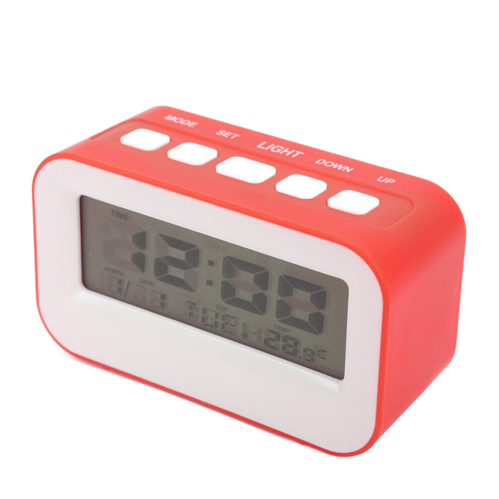 Lcd Kids Alarm Clock With Backlight, Timer, Birthday Reminder, Red