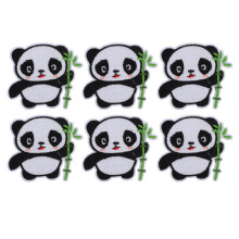 6PCS Panda Cotton Patches, DIY Sewing, 5 x 5.4cm for Clothes & Bags