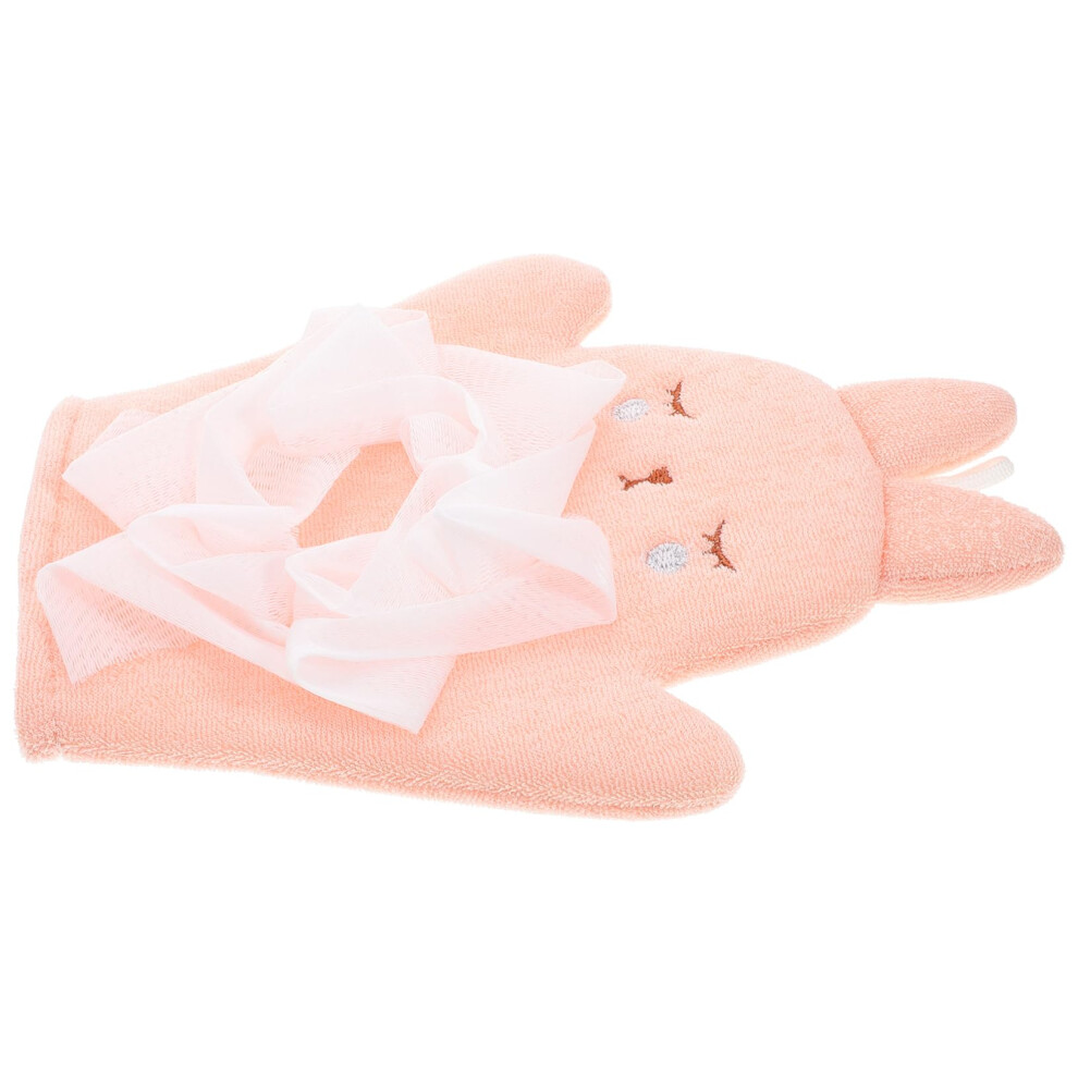 Cartoon Bath Glove for Boys and Girls Exfoliating Bath Mitt Gentle Skin Bathing Gloves Wash Cloths for Toddlers Pink