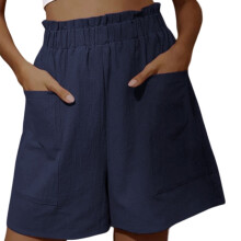 Pantaloncini casual da donna, pantaloncini estivi da spiaggia con elastico in vita e tasche, tessuto leggero, vestibilità ampia, coulisse in vita,