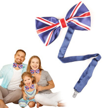 Patriotisk sløyfe, herrehalskjede med ikonisk britisk flaggmønster for formelle sammenkomster og stilig preg i nasjonale feiringer, festivalkostyme