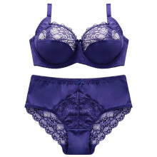 Kanten bh- en ondergoedset voor dames, dunne cups zonder beugel, sexy bikini-bh met verstelbare schouderbandjes, push-up, geborduurd kant, comfortabel