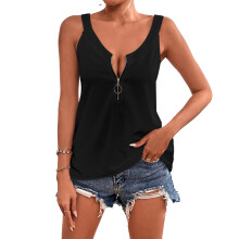Canotta senza maniche da donna, canotta casual con schiena a vogatore in tessuto elasticizzato e traspirante, comoda canotta con scollo a V dalla