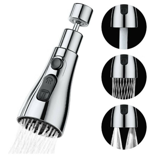 High Pressure Rinsing Mode Kitchen Faucet Sprayer, 3 Functions Spray Head, Solid Brass Construction, Pull Down Faucet Spray Head, Drip-Free Design