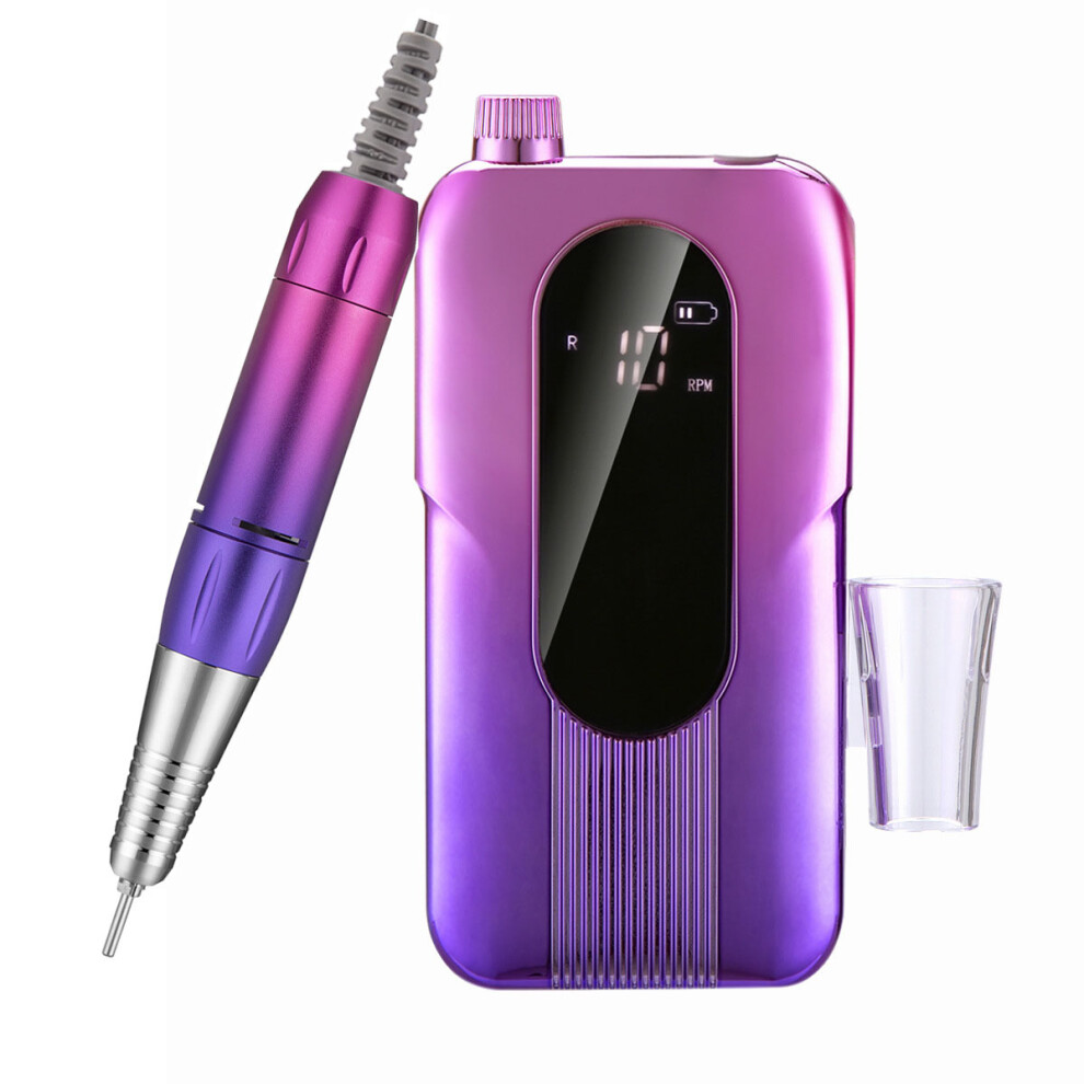 Purple Professional Cordless Efile, Rechargeable 35000Rpm Electric Nail Drill, Gradient For Multifunctional Manicure & Pedicure, Portable With