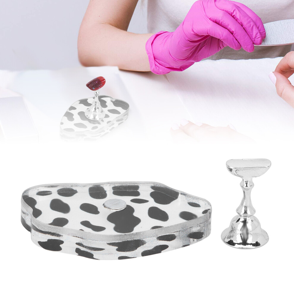 Silver Acrylic Nail Art Display Stand Holder for DIY Practice & Home Salon