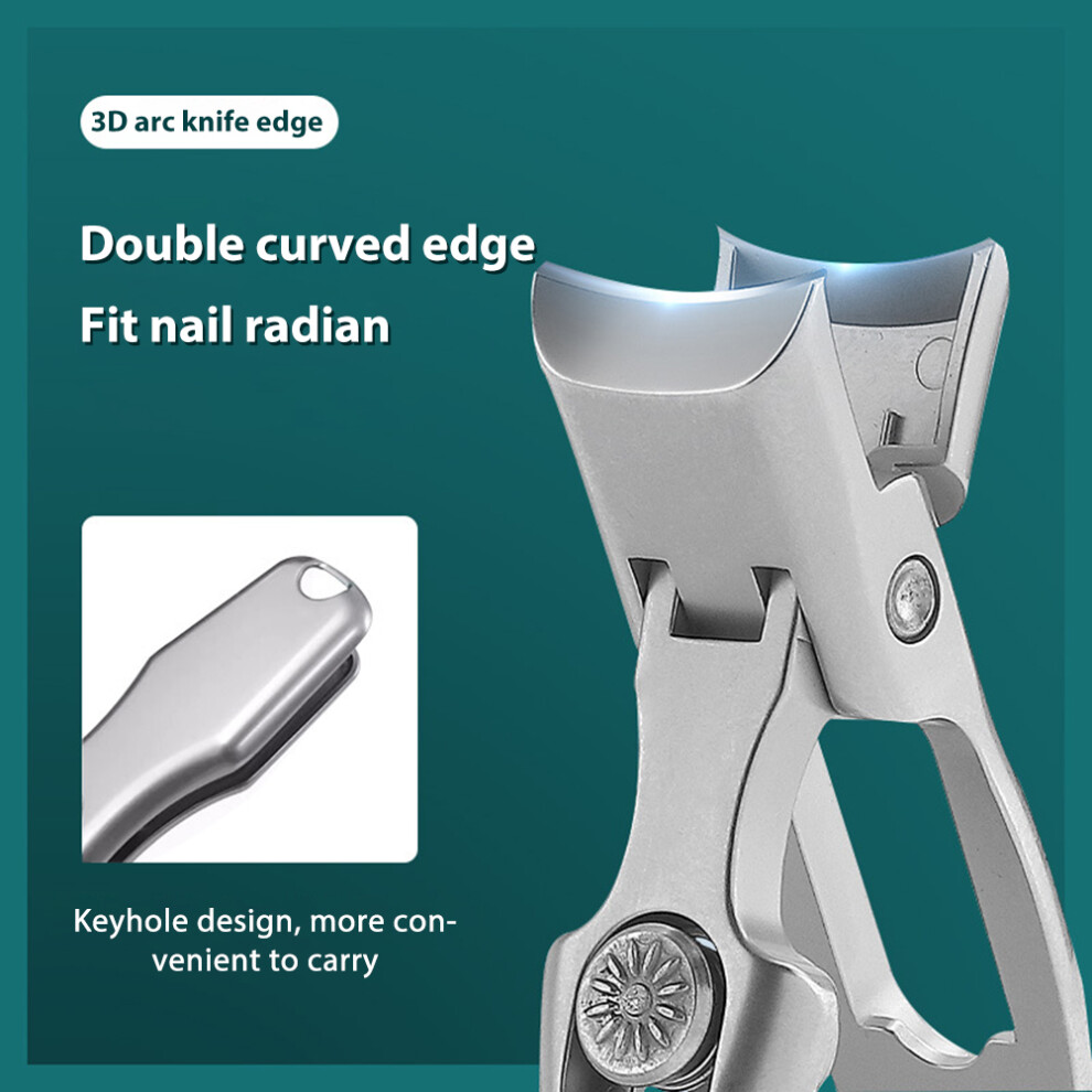 Wide Jaw Stainless Steel Nail Clippers Anti Splash Fingernail Cutter with Cover