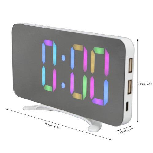 RGB-LED-Spiegel-Uhr Desktop-Wecker mit Lichtsensor 15,87,8 cm 1
