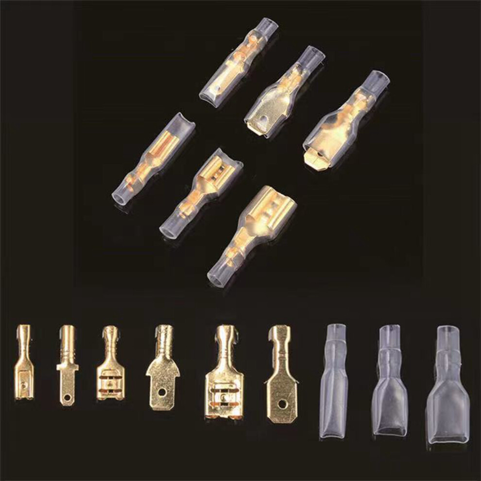 270Pcs Yellow Crimp Terminal Block Set With Transparent Cover 2.8-6.3Mm 4091372901244