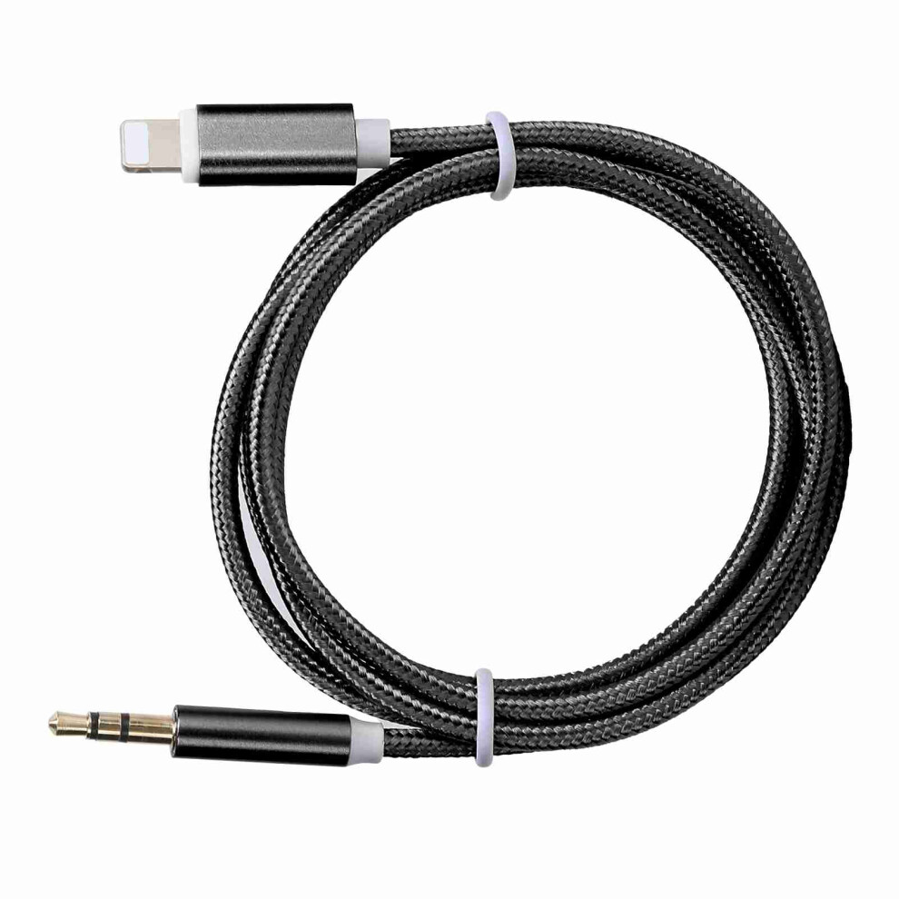 Nylon Braided Aux Cable For Ios 12, 3.5Mm Audio Adapter, 1M Black 7601378270762