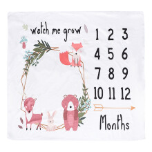 Weiche Flanell-Meilensteindecke im Waldmotiv für Neugeborenenfotografie, personalisiertes Geschenk zur Babyparty mit Erinnerungsfunktion,