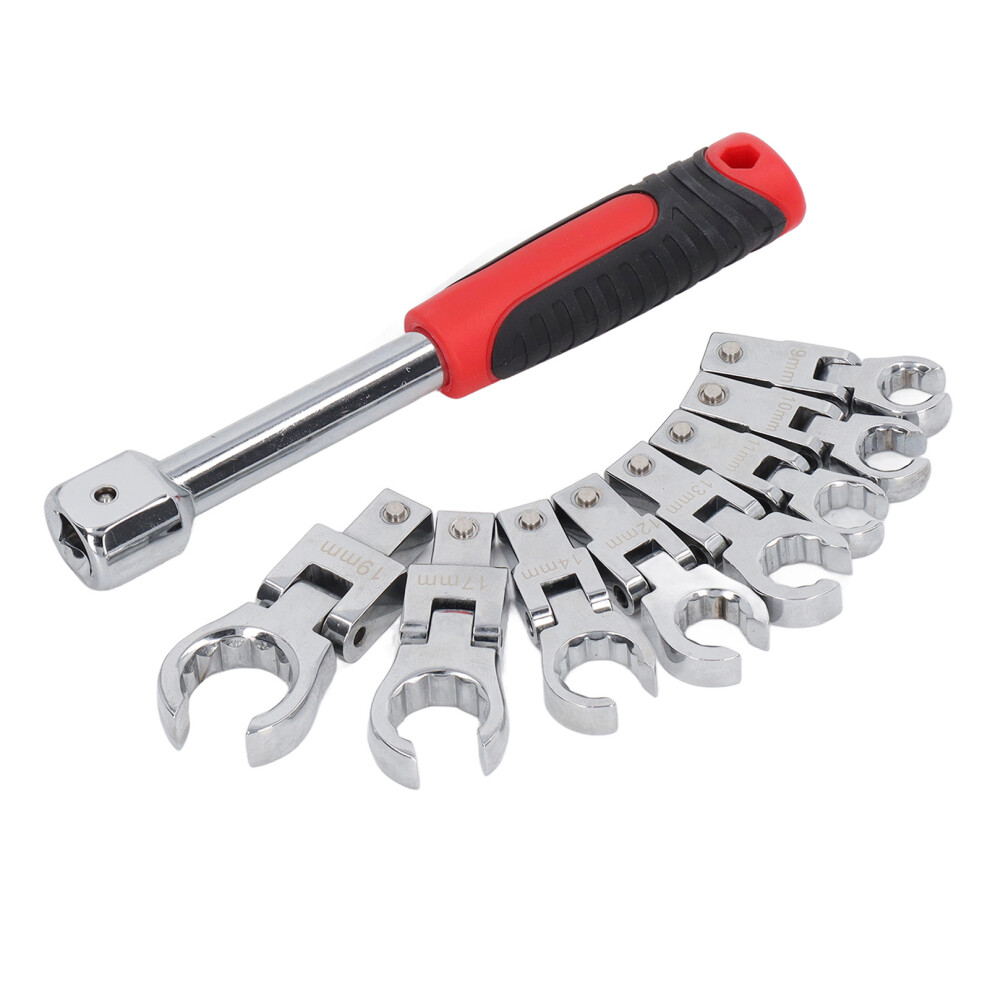 9Pcs Flexible Head Torsion Ratchet Wrench Set, Chrome Vanadium Steel 7681372907307