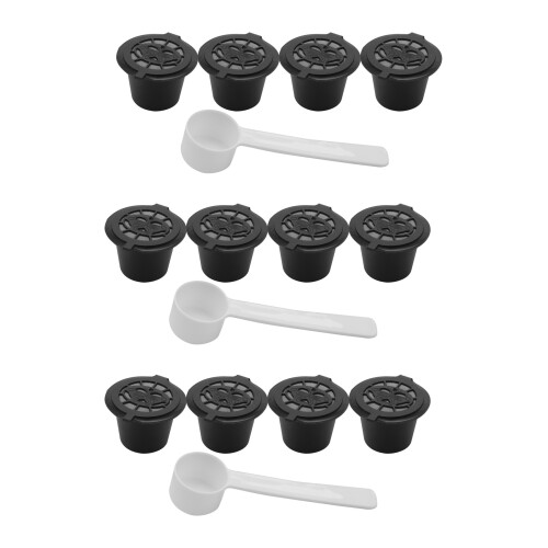 12X Refillable Reusable Coffee Capsules Pods for  Machines Spoon