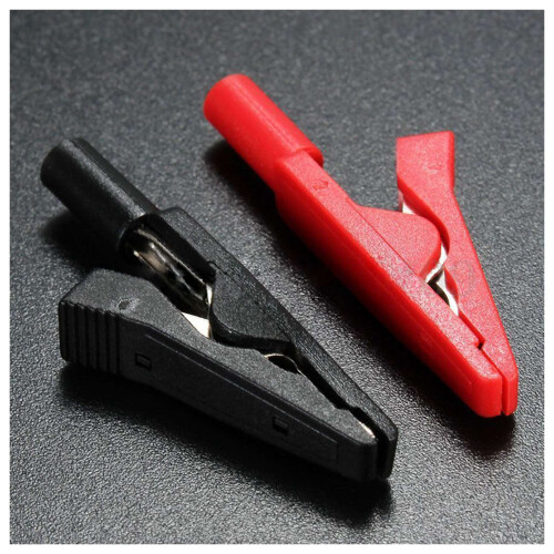 4X Insulated Alligator Clip Connector Clamp Testing Probe Red+Black 2