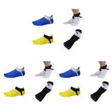 12 Paires de Chaussettes pour Orteils No Show Five Finger Socks Chaussettes de Course À Pied en Coton pour Hommes Blanc + Jaune + Bleu + Noir