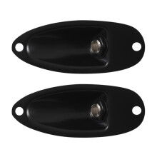 2X Boat Style 1/4 Inch Loaded Guitar Output Mono Jack Plug Socket Plate for Stratocater Style Electric Guitar, Black