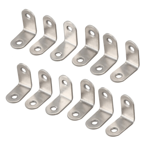 12 Pcs 30X30mm Metal Corner Brace Joint Right Angle Bracket Silver