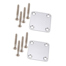 2 Set E-Gitarre Hals Platte mit Schrauben fuer Strat Tele Gitarre Praezision, Jazz Bass Ersatz, Chrom