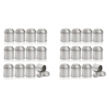24 Pcs Tea Tin Canister with Airtight Double Lid 8Oz Round Tin Can Box Small Kitchen Tea Canister Loose Leaf