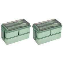 2X Bento Lunch Box for Adults, Kids Leak Proof Meal Prep Portion Control Boxes Style for Compartment Slim Container