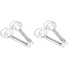 Danish Dough Whisk, 4 Pack Premium Stainless Steel Dutch Whisk, Large Hand Mixer Artisan Blender for Bread Pastry Pizza