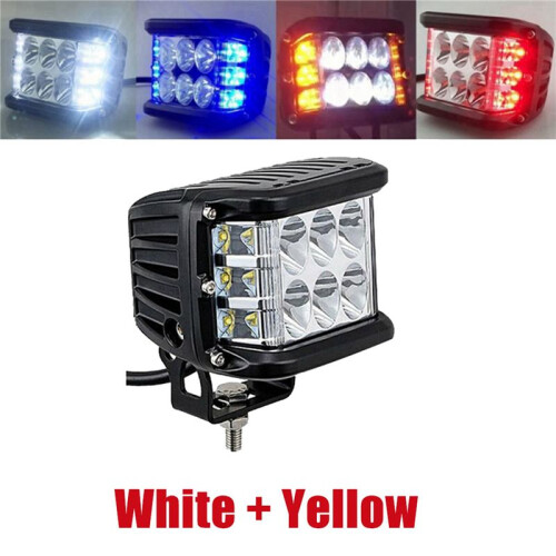 2X Auto Triple Side Lighted Work Light Dome Light Burst Flashing Light Headlight Spotlight Strobe Light LED E 1