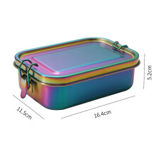 2X Stainless Steel Bento Box Leakproof Metal Lunch Box with Removable Divider Lunch Box for Children and Adults(Rainbow)