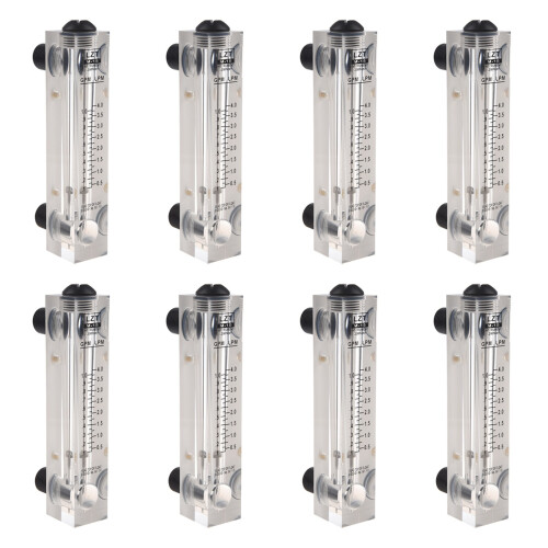 8X Black Adjustable Knob 0.1-1 GPM Panel Type Water Flow Meter LZM-15