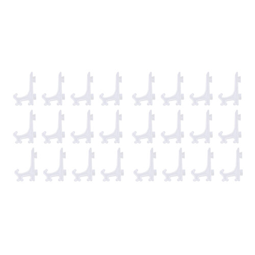 24Pcs 3 Inch Plastic Easels Or Plate Holders Display Dinner Plate (Transparent)