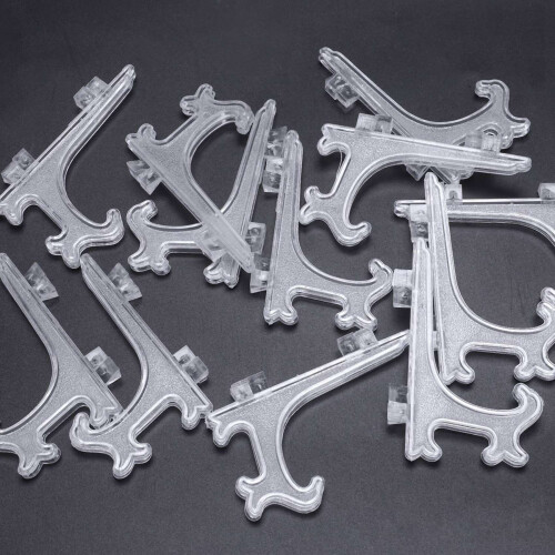 24Pcs 3 Inch Plastic Easels Or Plate Holders Display Dinner Plate (Transparent) 1