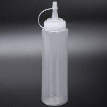 12X Clear White Plastic Squeeze Sauce Ketchup Cruet Oil Bottles 8OZ
