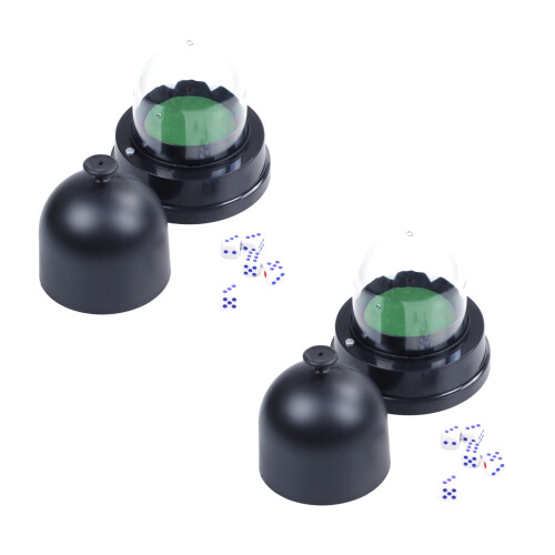 2X Automatic Dice Roller Cup Battery Powered Pub Bar Party Game  with 5 Dices Black