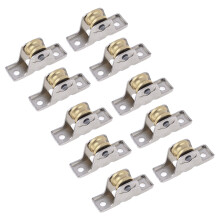 10pcs 1.6cm Dia Single Roller Window Pane Pulley Doors Wheel Silver + Gold