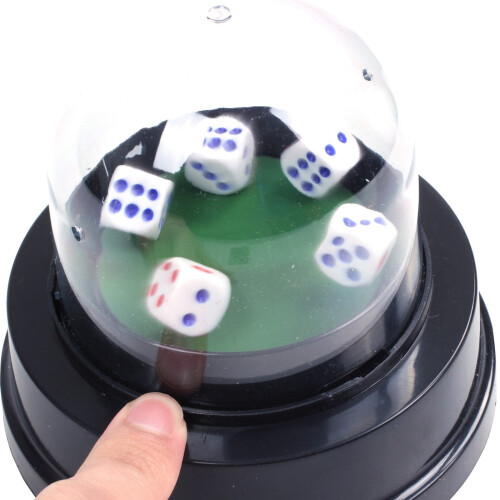 2X Automatic Dice Roller Cup Battery Powered Pub Bar Party Game  with 5 Dices Black 1