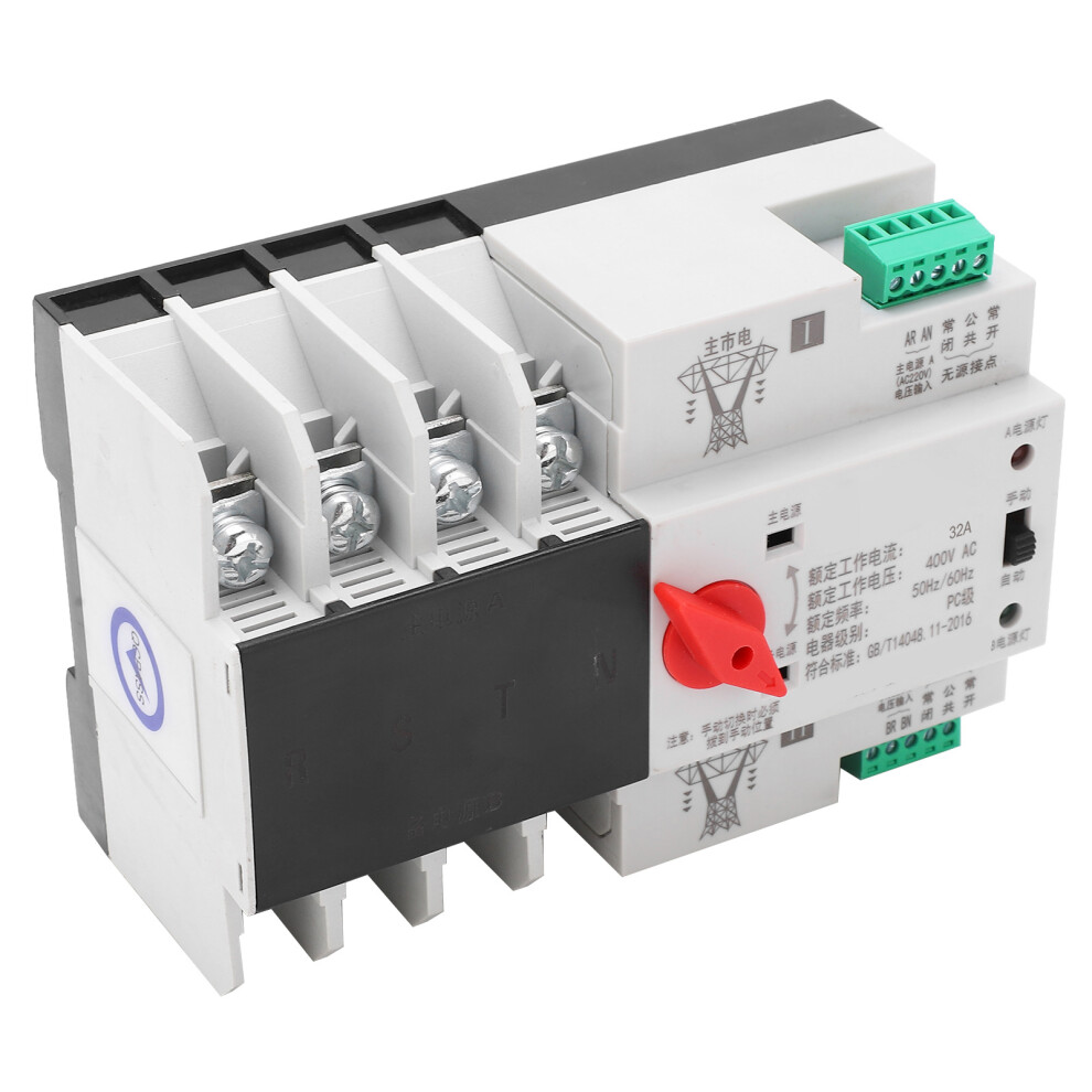 4P 3-Phase Automatic Transfer Switch 400V 32A Din Rail 7601378152020