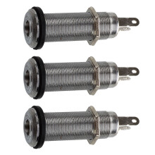 3piezas 1/4 de Pulgada Cromo Cilindro Enchufe de Montaje Insertado de Guitarra Electrica Guitarra Bajo