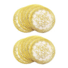 12 Exquisite Gold-Tone Sottobicchieri Fiore Tavolo da Pranzo Insieme